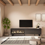 Mobile TV Soggiorno, 237x35x57cm, TV di grande formato, Camino elettrico XXL, Design industriale, Nero RF3580