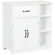 kleankin Mobile da bagno, armadio da bagno su piedi con doppia porta, cassetto, scomparti aperti, 80x34x81cm, bianco