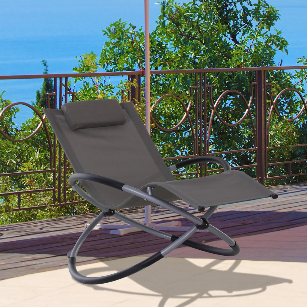 Sedia A Dondolo Design Moderno Per Interni Ed Esterni Textilene 154x80x84cm Grigio