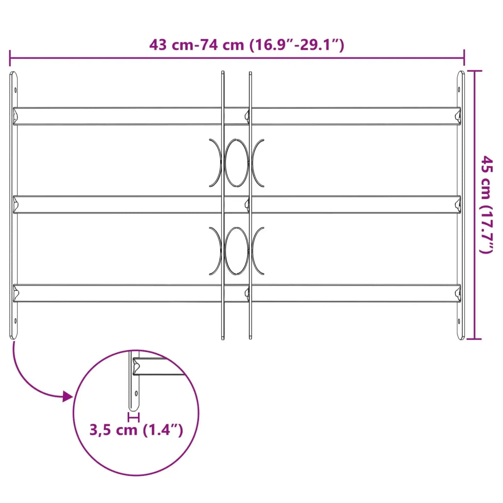 Griglia di Sicurezza per Finestra con 3 Traversine 3 pcs