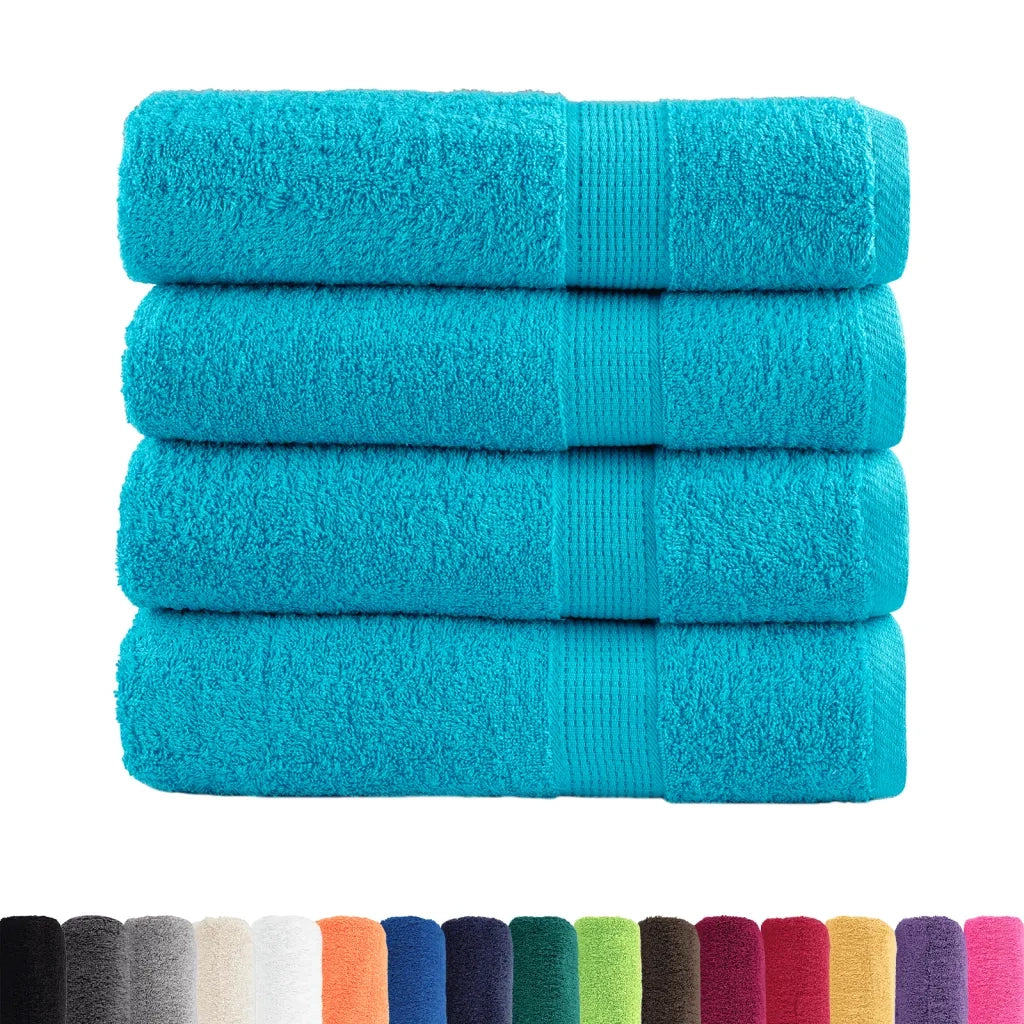 Asciugamani da bagno Premium SOLUND 4 pz Turchese 100x150 cm 600 g/m² 137456