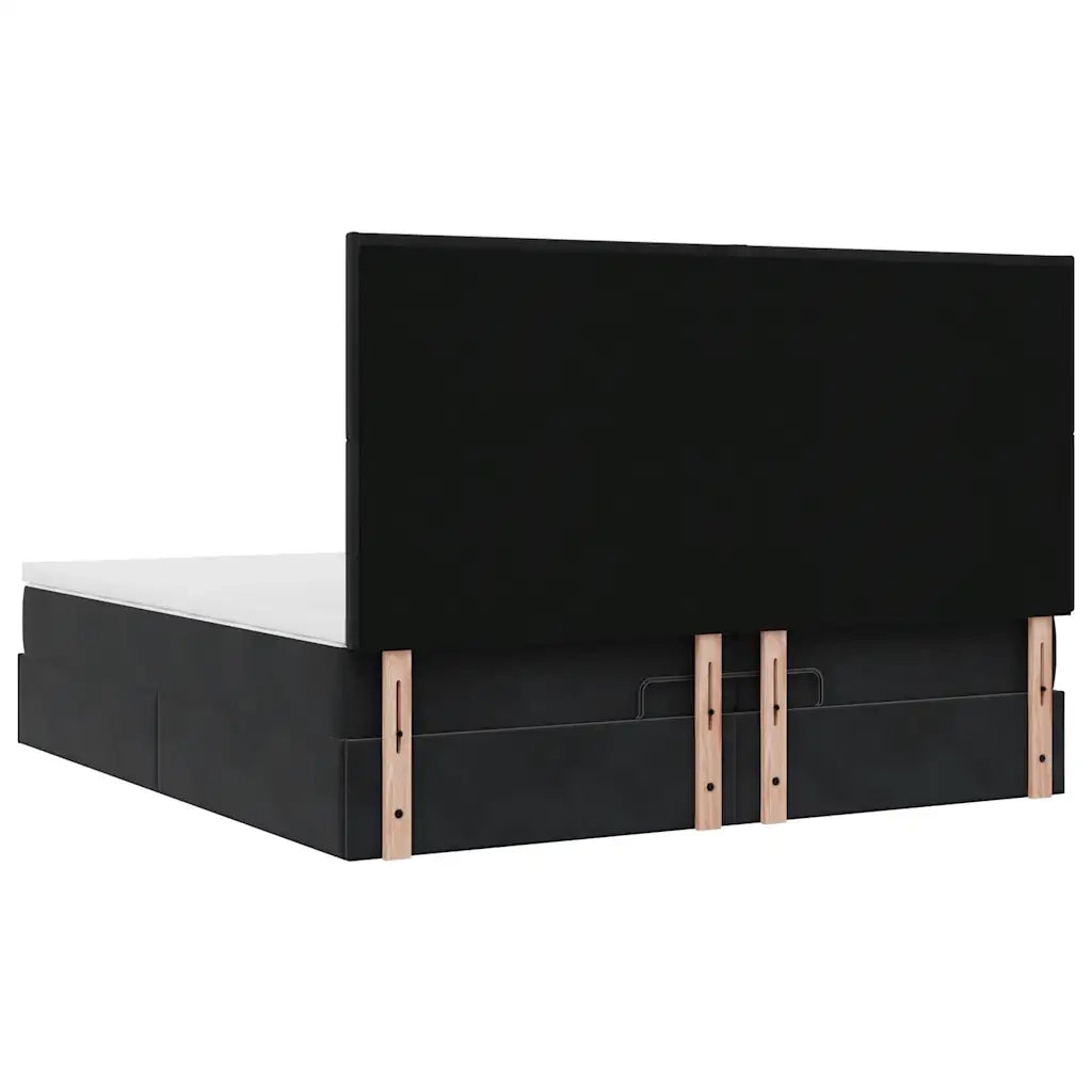 Struttura Letto Pouf con Materassi Nero 200x200 cm Velluto 3314272