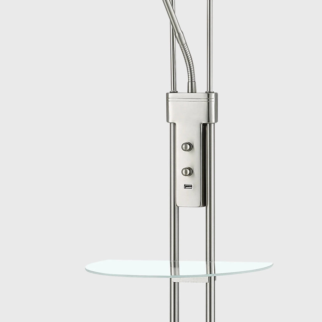 LÚZETE - LAMPADA DA TERRA LED ARTEMIS 19W+5W 3000K USB NICKEL