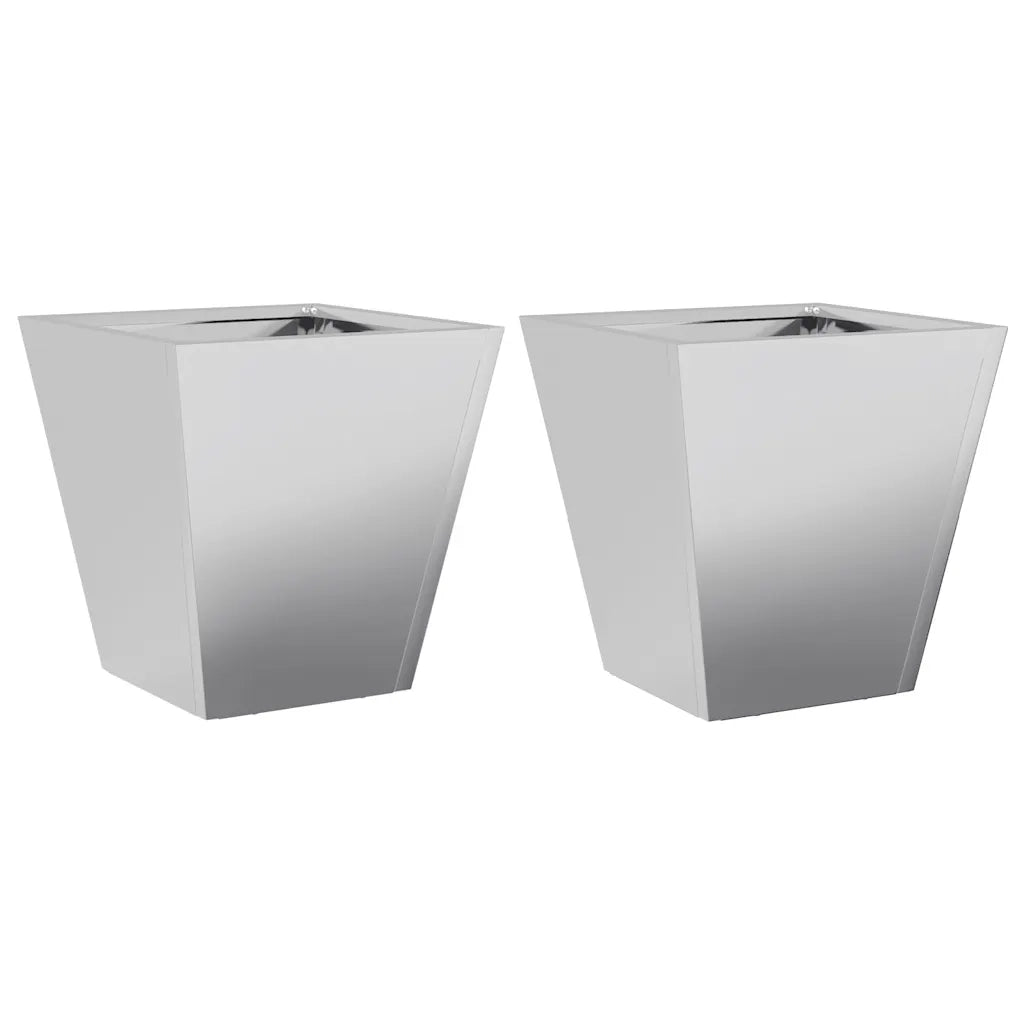 Fioriere da Giardino 2 pz 30x30x30 Grigie in Acciaio Zincato 851049