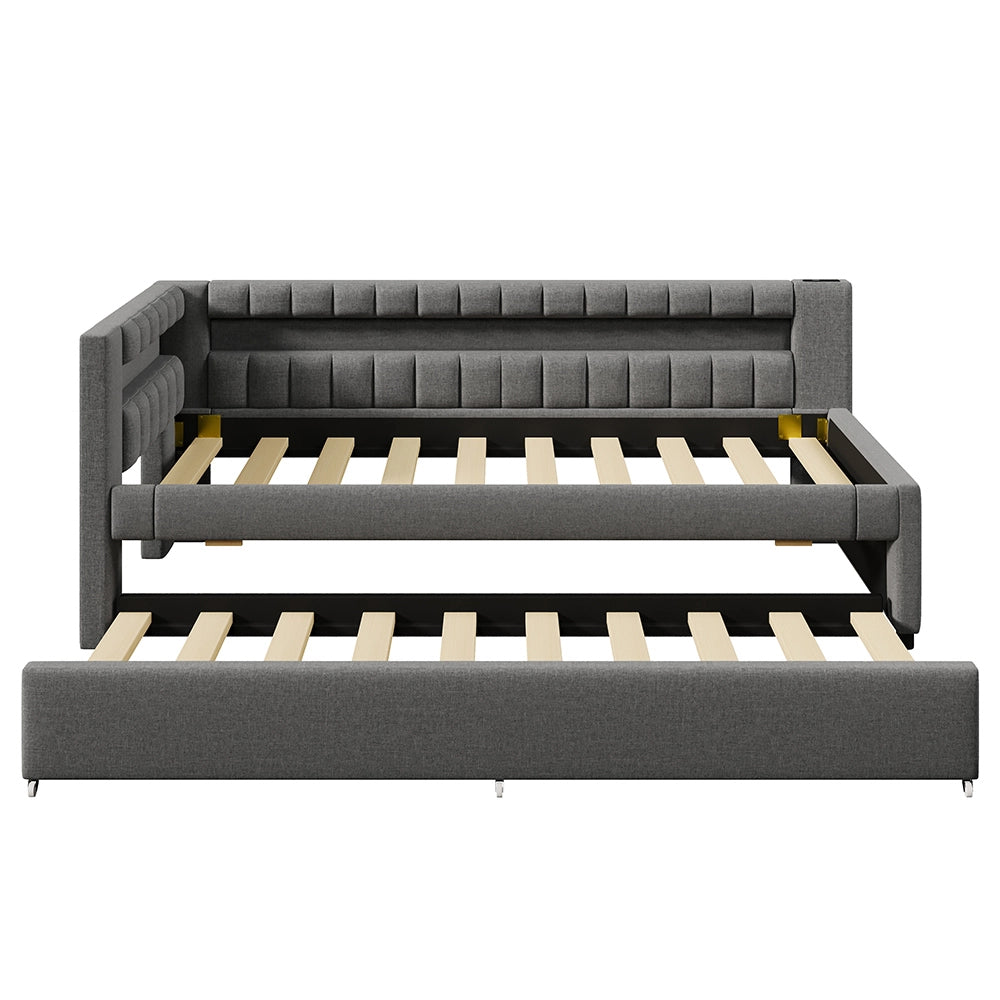 Letto giorno 90x200cm - Xylo - grigio, luce a strisce, USB-C, senza rete