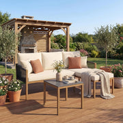 Set Salotto da Esterno, Set Mobili da Giardino 3 Pezzi con Poltrona Chaise Longue, Divano a 2 Posti, Tavolino da Caffè e Cuscini Sfoderabili per Balcone, Terrazzo e Bordo Piscina
