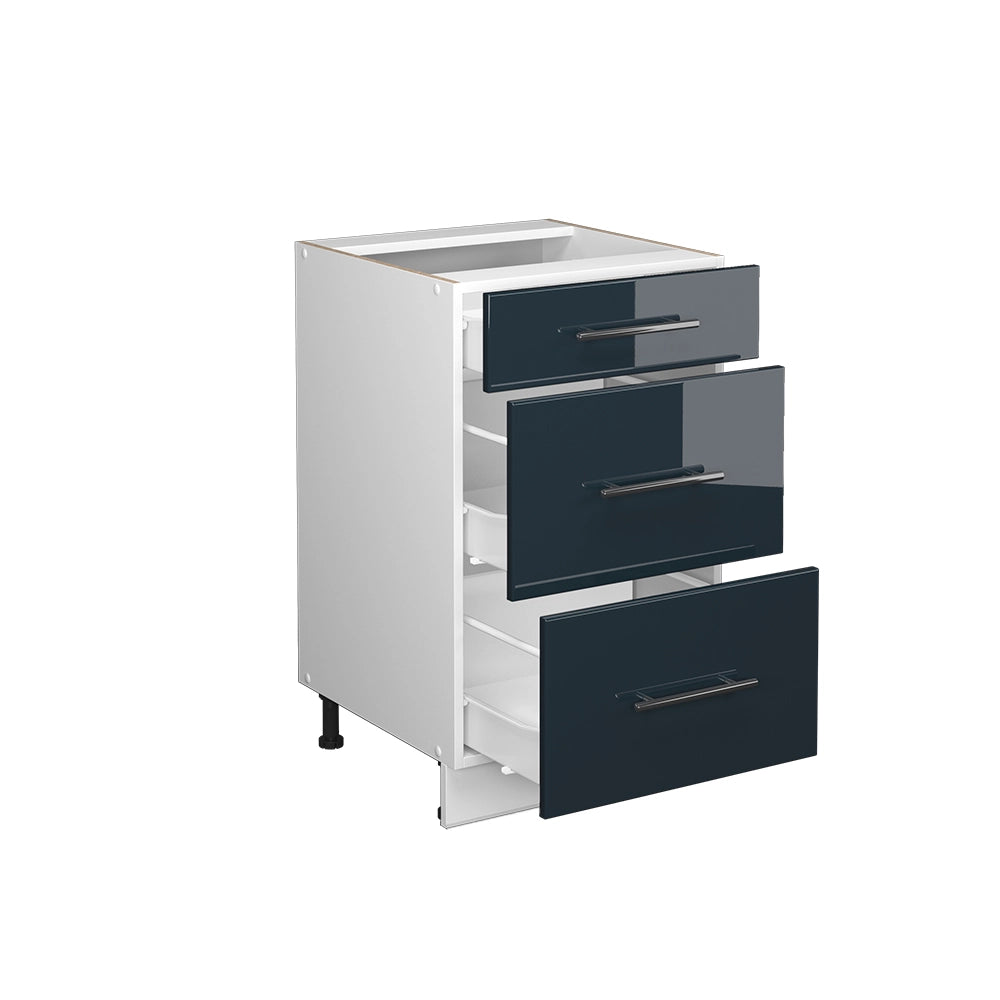 Mobiletto base per cucina Fame-Line Blu scuro lucido/Bianco 50 cm senza piano di lavoro Vicco