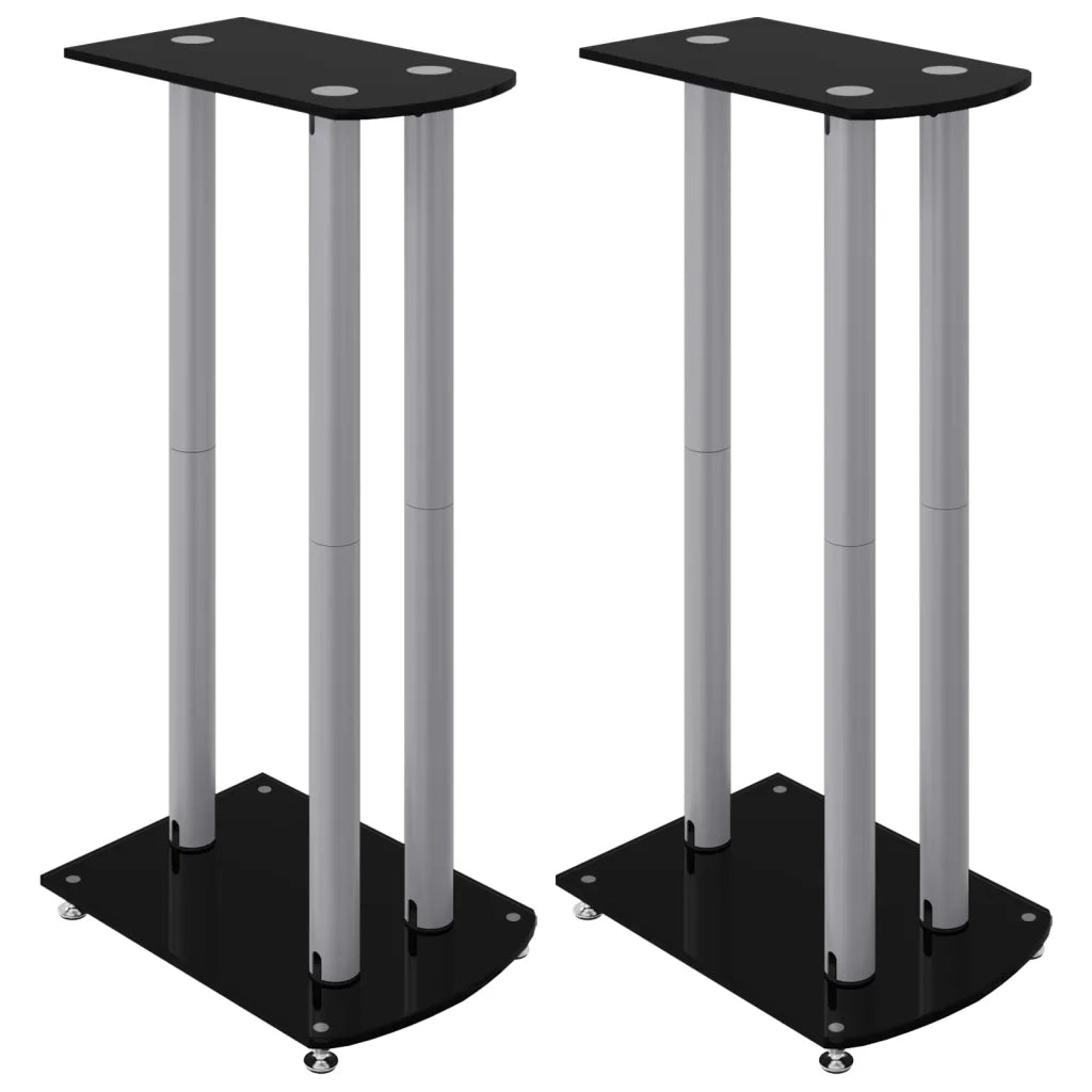 Pedane Casse 2 pz Nero Argento Vetro Temperato Design 3 Pilastri CFW5869845