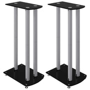 Pedane Casse 2 pz Nero Argento Vetro Temperato Design 3 Pilastri CFW5869845