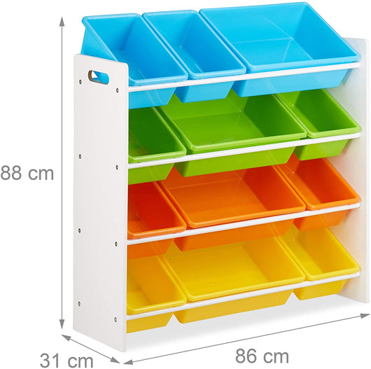 Organizzazione sugli scaffali per bambini 9 scatole colorate per giocattoli MDF plastica 88 cm multicolore 13_0001178_3