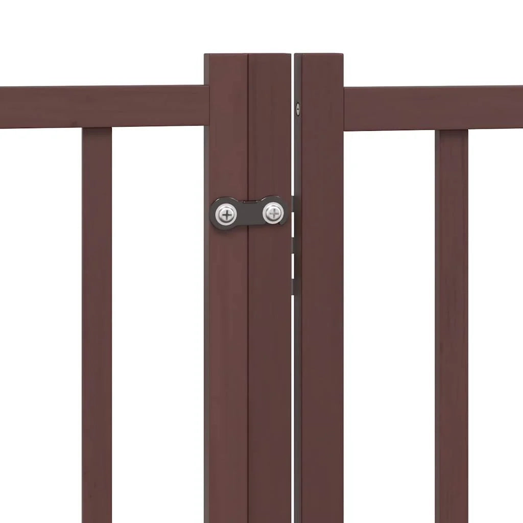 Cancelletto di sicurezza per cani con 4 pannelli in legno massello di abete marrone 02_0023312