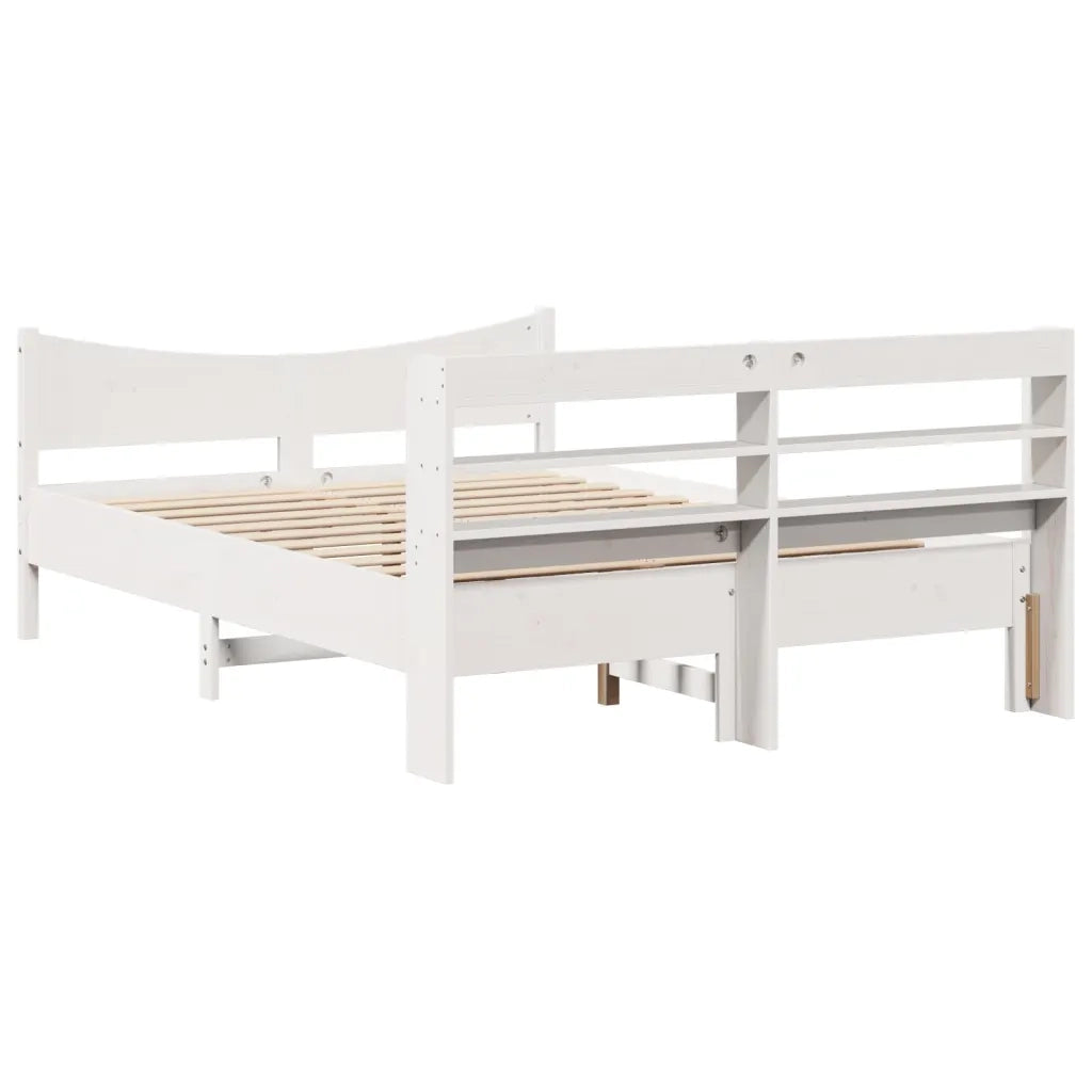 vidaXL Giroletto con Testiera Bianco 140x190 cm in Legno Massello Pino