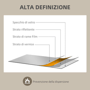 Specchio da Parete Moderno con Bordi Irregolari per Camera e Ingresso 80x60 cm Cornice in Legno