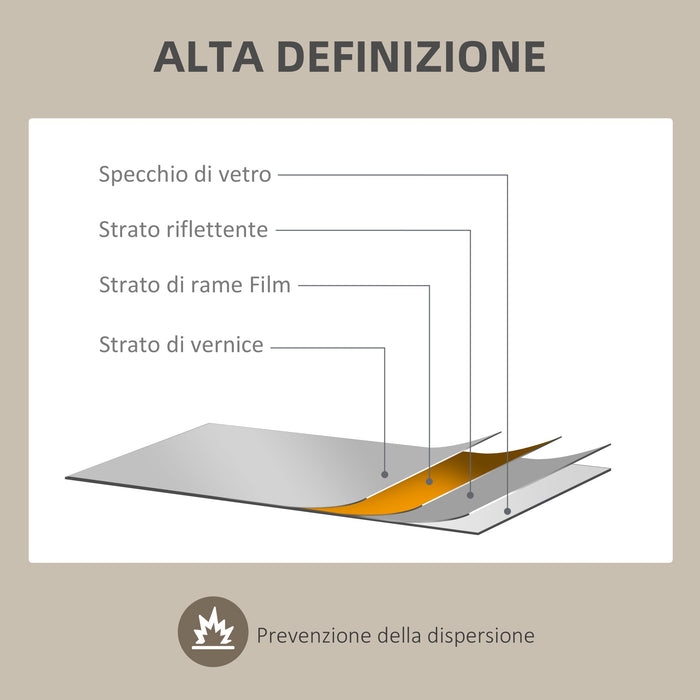 Specchio da Parete Moderno con Bordi Irregolari per Camera e Ingresso 80x60 cm Cornice in Legno