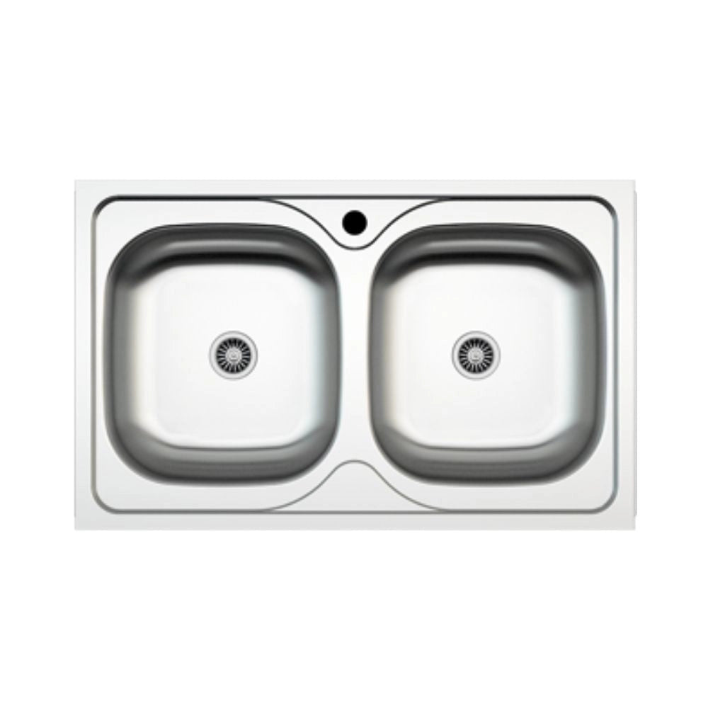 Lavello incasso cucina acciaio 86x50 cm due vasche