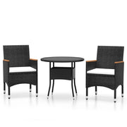 Set da Pranzo per Giardino 3 pz | Set Salotto da Giardino in Polyrattan Nero