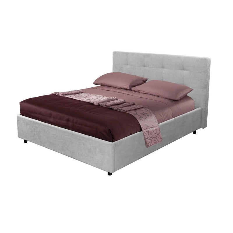 Letto matrimoniale Ascoli contenitore in tessuto Enjoy 20 grigio chiaro