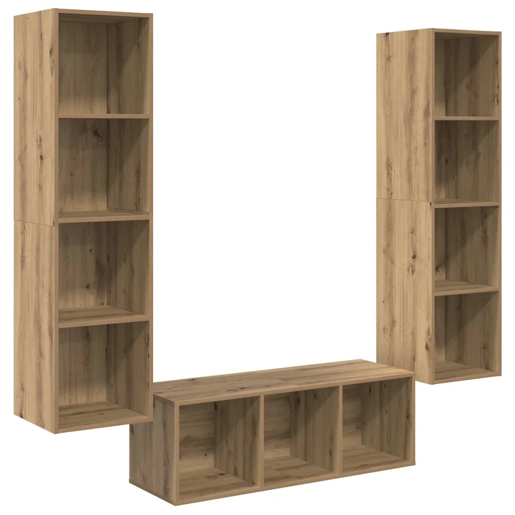Set mobile TV 3 pz Rovere artigianale Legno ingegnerizzato 3393341