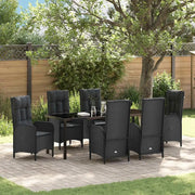 Set da Pranzo per Giardino con cuscino 7 pcs Nero polyrattan 3380118