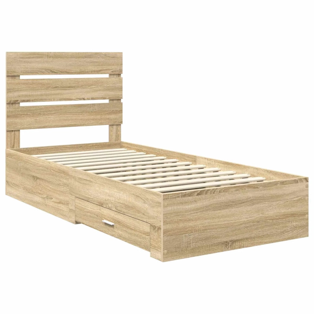 Struttura del letto Rovere Sonoma 90 x 190 cm Legno multistrato 3412022