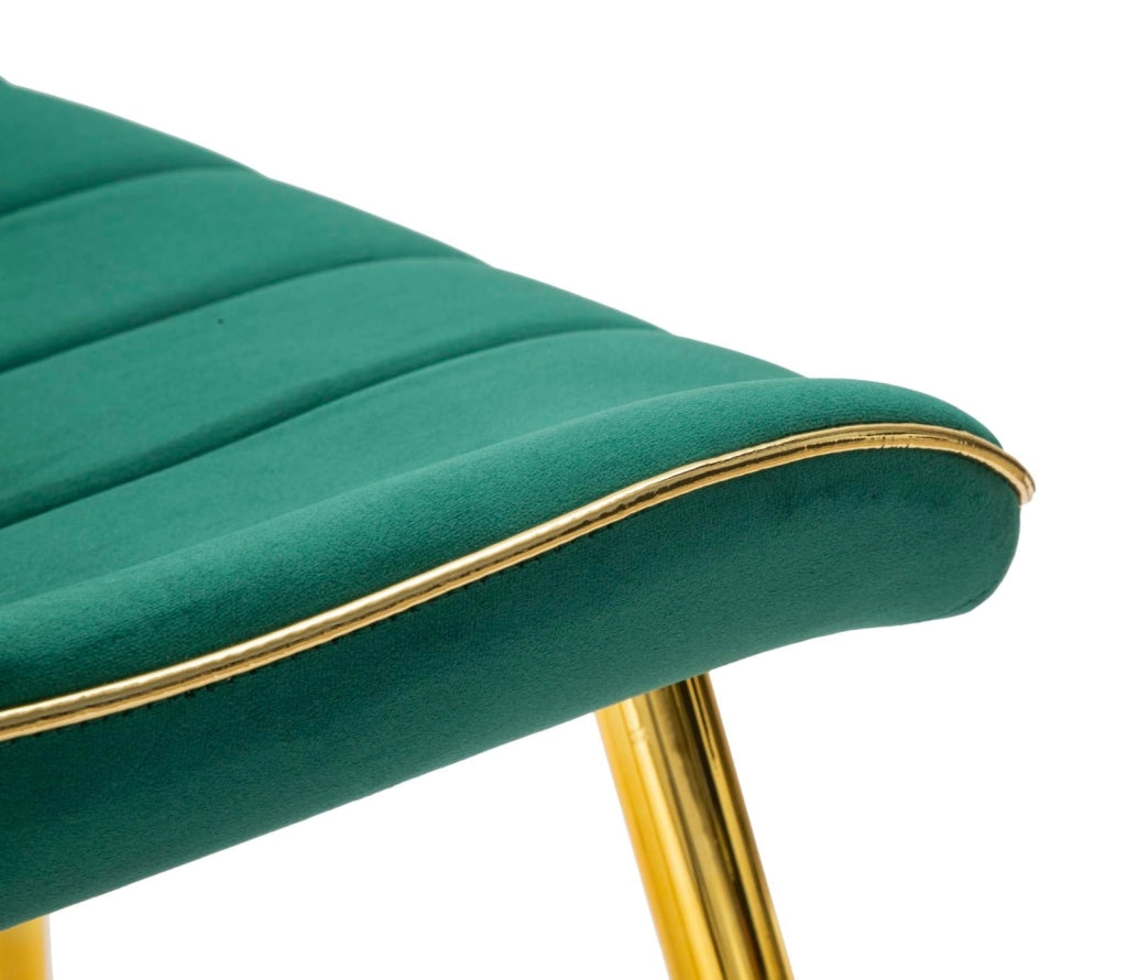 Set 2 Sedie Imbottite 51x59x79 cm in Poliestere Paris Verde e Oro
