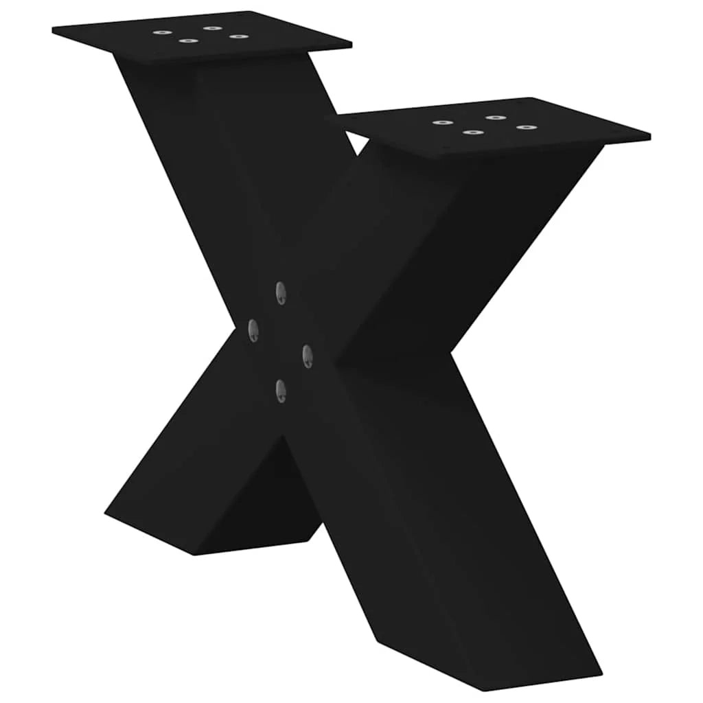 Set di 2 gambe per tavolino da caffè a forma di X 50 x 30 cm con piedini regolabili stile moderno acciaio nero 02_0057208