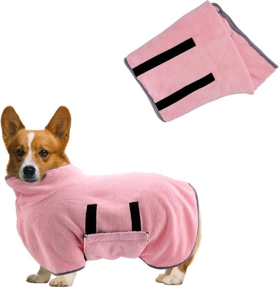 Badia per cani, asciugamano per cani, seta per cani piccoli e medi, asciugamano superassorbente per cani, seta morbida e regolabile per cuccioli dopo il bagno (M/50 cm, rosa)