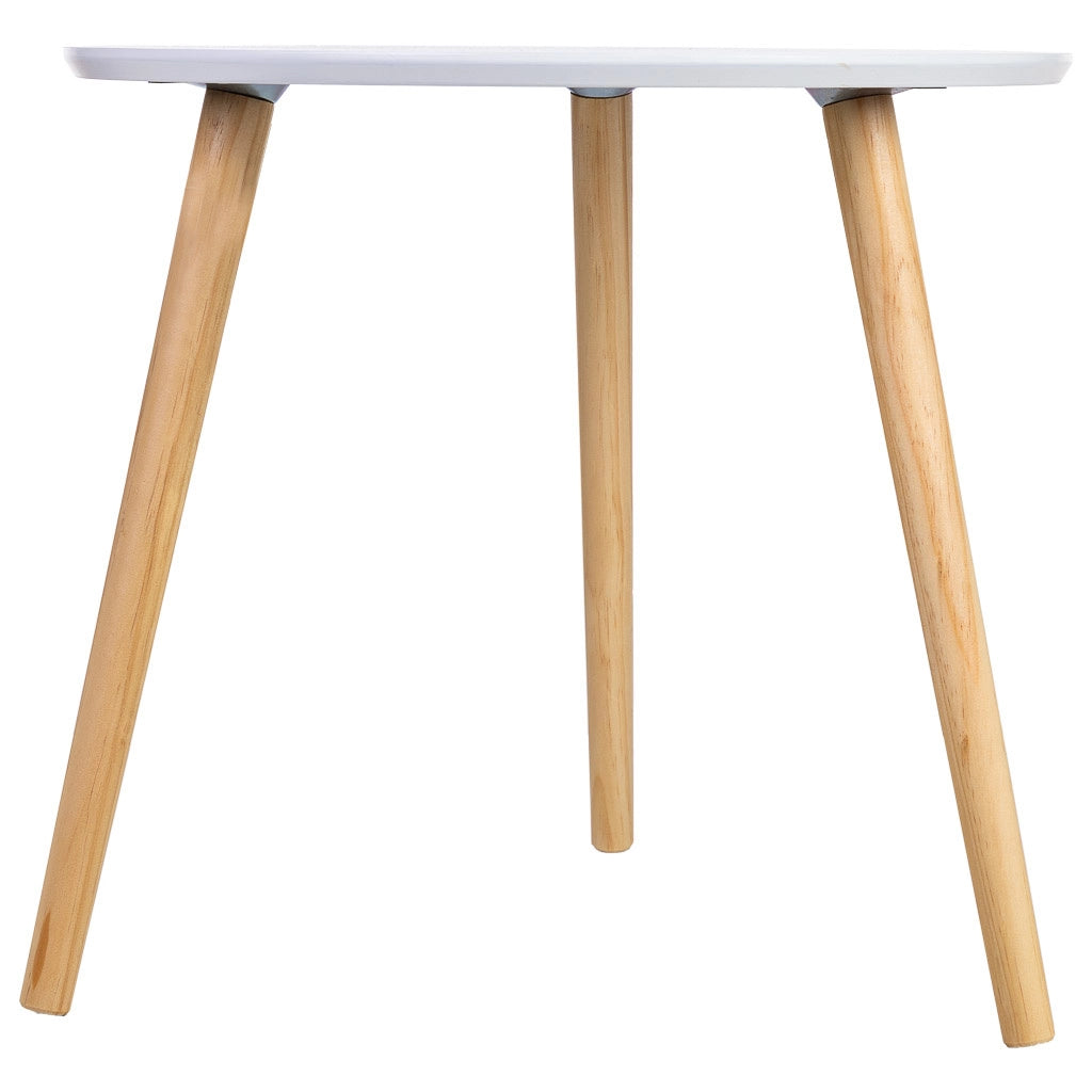 Tavolino ausiliario in legno con 3 gambe bianche 50x50x46h cm