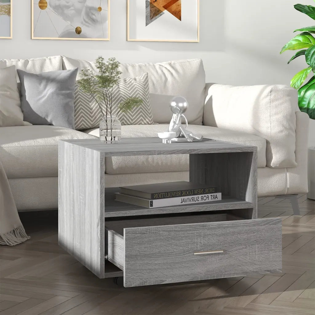 Tavolino da Salotto-Tavolino da soggiorno-Tavolo Grigio Sonoma 55x55x40 cm Legno Multistrato 289601