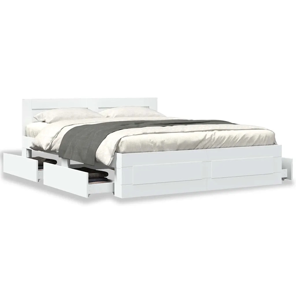 Struttura del letto 2 pcs-Giroletto-Rete del Letto Bianco 150 x 200 cm Legno multistrato