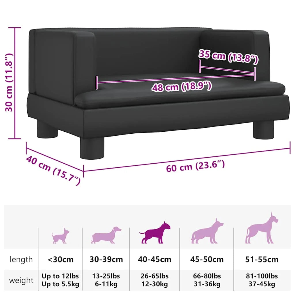 Cuccia per cani comoda cesta da divano 60 x 40 x 30 cm similpelle nera 02_0042722
