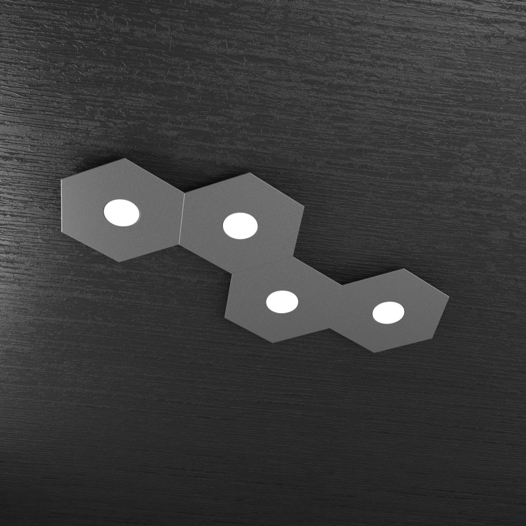HEXAGON APPLIQUE-PLAFONIERA 4 LUCI GRIGIO ANTRACITE 1142-4L-GA
