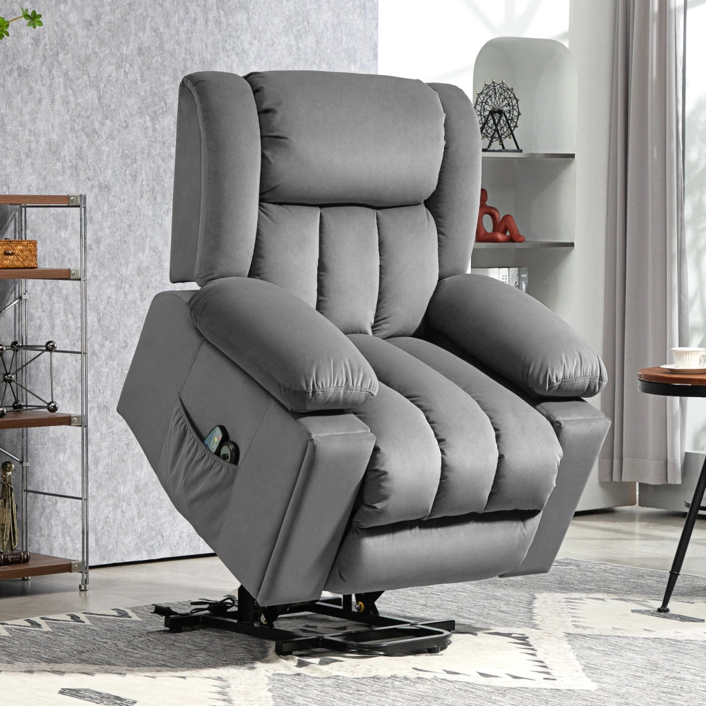 Poltrona Elettrica Reclinabile Massaggiante ¨C Zephmum ¨C Tessuto Grigio Scuro