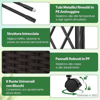 Arco da Giardino con 2 Fioriere Auto-irriganti e Ruote, Supporto per Piante in Metallo Rivestita PE Antiruggine, Grande Arco per Viti e Rose da Matrimonio all'Aperto (Nero)
