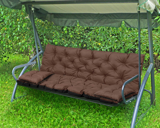 AIO FACTORY 100x60x50 cm Cuscino da giardino impermeabile Panca altalena marrone Set