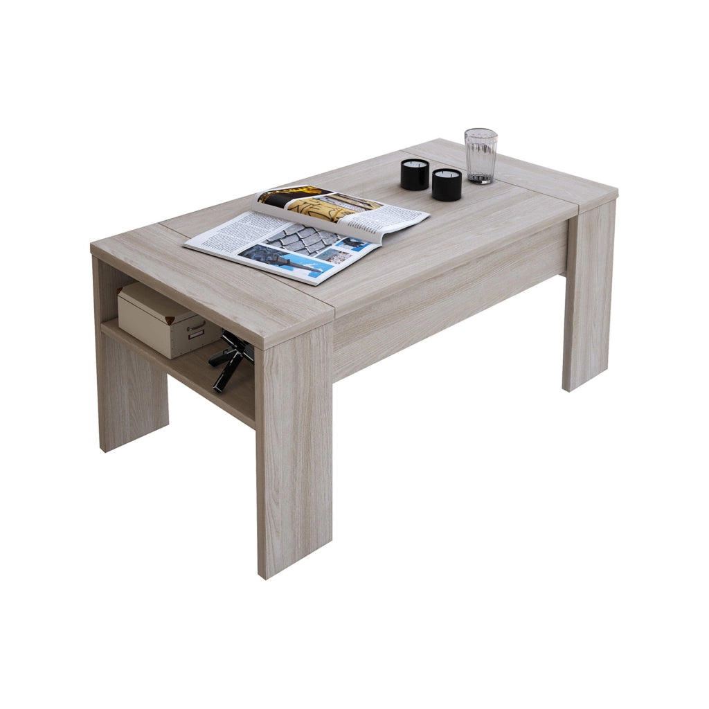Corallo, Tavolino da Salotto un Vano, 98x50x43h cm Marrone Olmo
