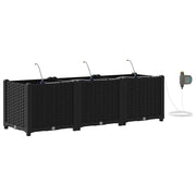 Fioriere | Cassetta per fiori | Vaso da giardino 3 pz Nero 120 x 40 x 37,5 cm Plastica