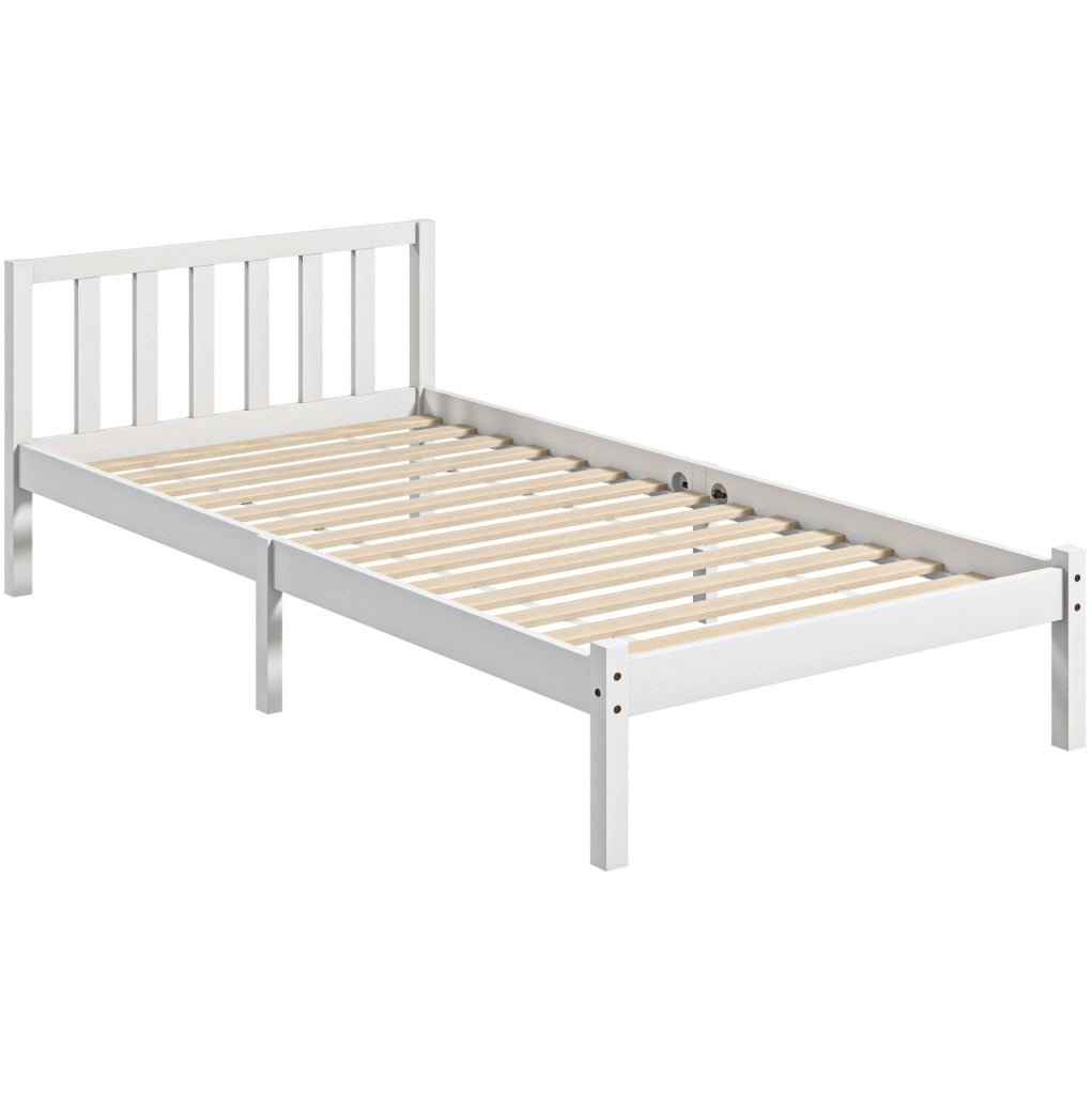 Letto singolo 200x90 cm in legno bianco con testiera e spazio sottoletto