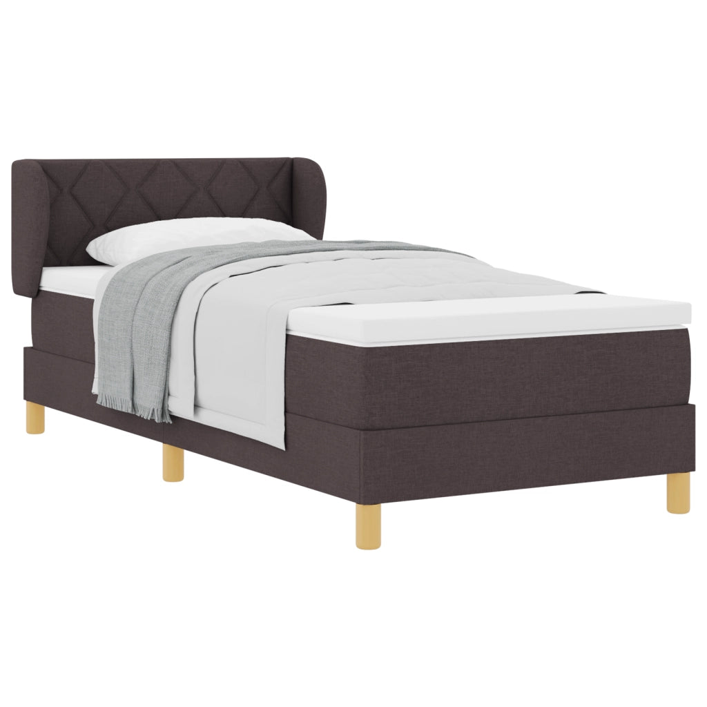 Letto Box Spring con Materasso Marrone Scuro 90x200 cm Tessuto