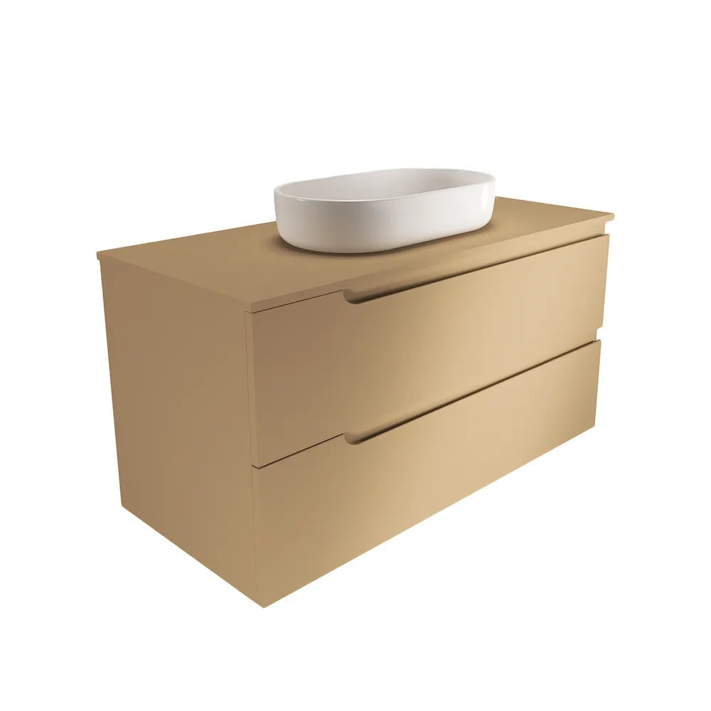 Mobile bagno sospeso 60 cm due cassetti sabbia opaco con top | Ardenne
