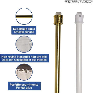 Astina a Molla in Acciao Zincato - Bastoncini Pressione Estensibili 63-110cm - Colore Oro