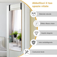 Specchio Figura Intera sulla porta, Specchio Rettangolare da Parete, Specchio Moderno da Trucco da Appendere con 2 Ganci, Ideale per Corridoio Salone Camera da Letto Bagno