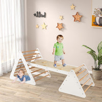 Set da Arrampicata 3 in 1 per Bambini, 3 Pezzi con 2 Scale Triangolari e 1 Rampa, Scala Giochi Arrampicata per Bambini 3+ Anni (Beige)