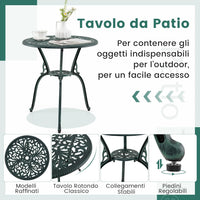 Set da Bistro da Patio a 3 Pezzi, Sedie e Tavolo in Alluminio con Foro per Ombrello, Set da Bistro da Esterno per Veranda, Giardino e Piscina (Verde)