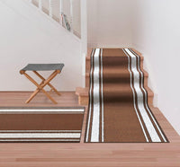 Tappeto Scala Passatoia Ingresso Corsia Scale Antiscivolo Stile Classico Marrone 67x750 cm