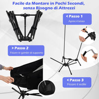 Sedia da Campeggio Portatile, Sedia Ergonomica Pieghevole da Zaino con Schienale Alto, Braccioli, Cusino e Borsa da Trasporto, Poltrona da Esterno per Spiaggia e Picnic, Portata 150 kg