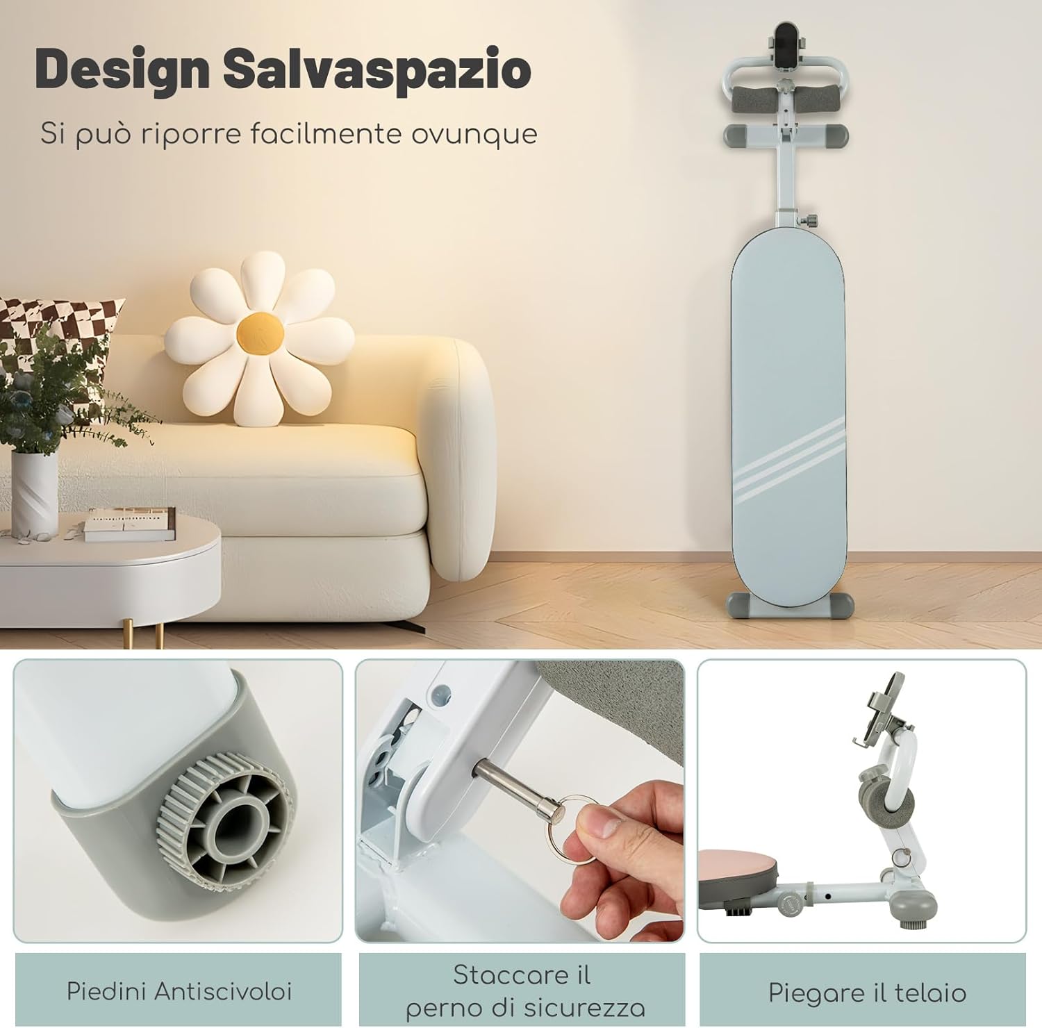 Panca per Addominali Multifunzionale, Panca da Allenamento Pieghevole con 3 Angoli Regolabili e Lunghezza Regolabile, Attrezzatura Fitness per Palestra Domestica, Portata 150 kg