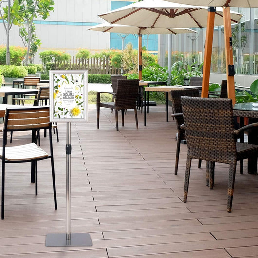 A4 supporti da piedistallo autoportante poster stand in metallo girevole-Supporti da piedistallo regolabile 73-123cm Argento