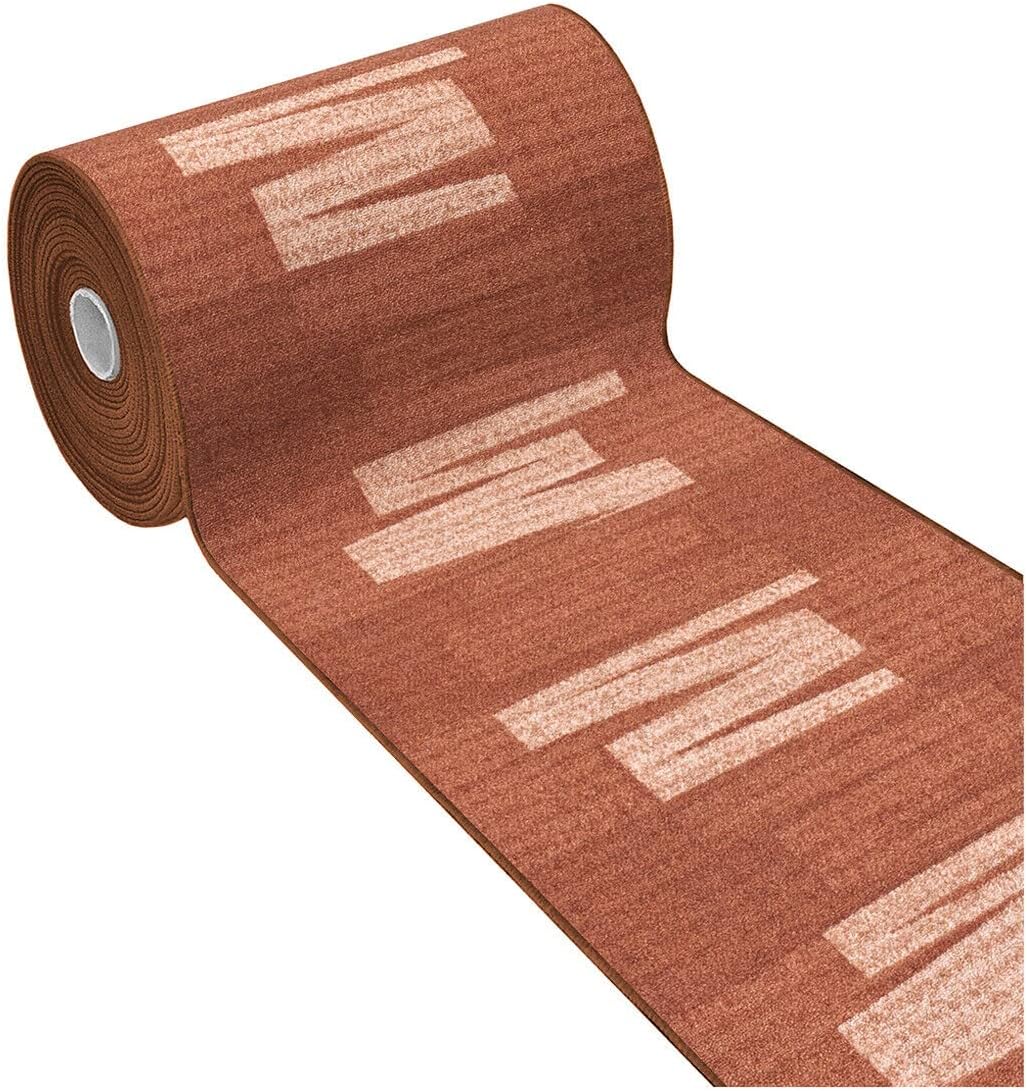 Passatoia Scala Bordata 67x350 cm Ingresso Corridoio Tappeto Cucina Gradini Zig Zag Arancione