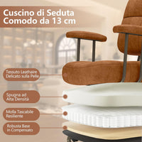 Sedia da Ufficio, con Schienale e Braccioli, Sedia Girevole Regolabile con Funzione a Dondolo e Ruote per Camera da Letto, Studio, Portata 150 kg (Marrone)